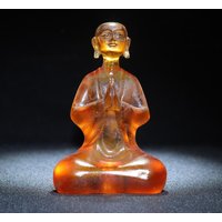 Sammlung Reines Handgeschnitztes Glas Bemalt Kleine Buddha Statuen Ornamente, Kostbare Unikat von Susiepingg