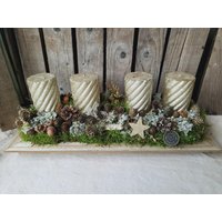 Adventskranz Advent Weihnachten Winter Tablett Gold Adventskranz Advent Weihnachten Winter Tablett Gold von SusisZauberstueberl