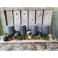 Adventskranz Advent Weihnachten Winter Tablett Schwarz Grau von SusisZauberstueberl