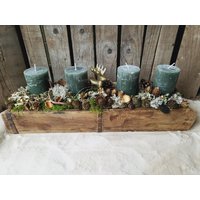 Ziegelform Adventskranz Waldgrün Backsteinform Holzkiste Ziegelform Adventskranz Waldgrün Backsteinform Holzkiste von SusisZauberstueberl