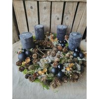 xl Adventskranz Schwarz Grau Moos Gold Natur von SusisZauberstueberl