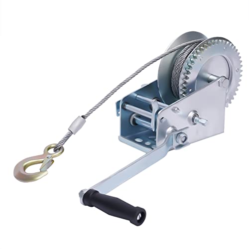 Handwinde Profi Seilwinde Mit Drahtseil Bis 1500kg 10 m Effizient Handwinde Mit Haken Silber von Susoso
