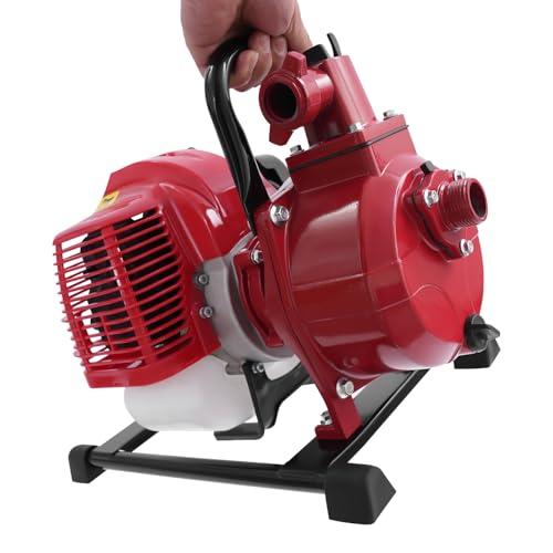 Susoso Gartenpumpe, 1,25kw Wasserpumpe mit Qualitätsschalldämpfer und Luftfilter Hauswasserpume Durchflussrate 10m³/h für Wasserpflanzen 36x28x32cm Schwarz, Rot von Susoso