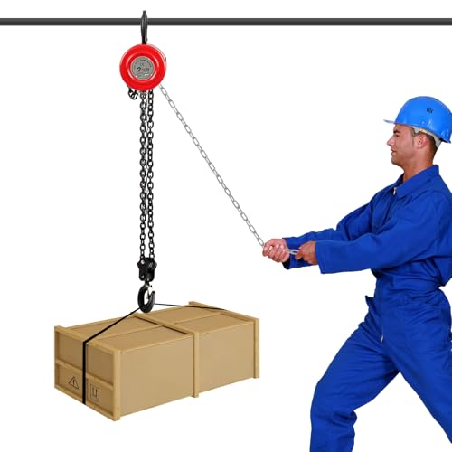 Susoso Kettenzug, Handkettenzug mit Handradschutz Tragfähigkeit 2T Maximale Hubhöhe 3m Sicherer Gebrauch für Fabriken Rot von Susoso