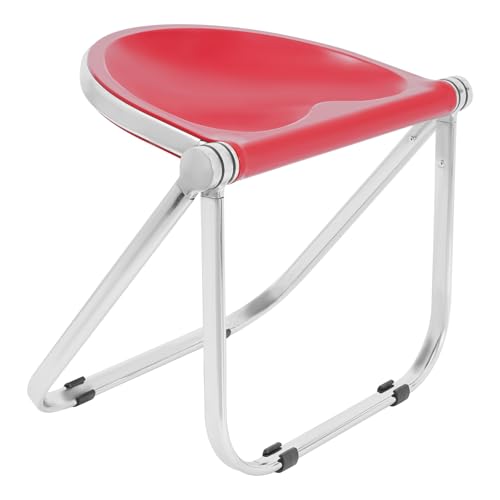 Susoso Klapphocker, Besucherstuhl mit Anti-Rutsch-Fußpads Faltstuhl Statische Belastbarkeit 90kg Sofort Einsatzbereit für Terrasse 55x36x43cm (Rot+ Silber) von Susoso