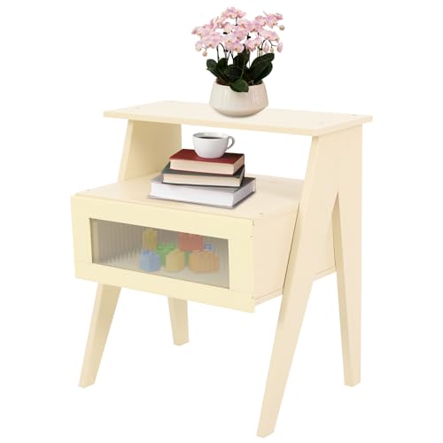 Susoso Nachttisch, Bett Beistelltisch Schublade Nachtschrank mit Klares Schubladenfenster Tierabstand 12cm für Gläser 43x31x50cm Beige Susoso Nachttisch, Bett Beistelltisch Schublade Nachtschrank mit Klares Schubladenfenster Tierabstand 12cm für Gläser 43x31x50cm Beige von Susoso