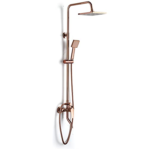 Susoso Regenbrause Regenfall Wandmontage Dusche Wasserhahn Set mit Regendusche Duschkopf und Handbrause Regenbrausensystem (Rose Gold) von Susoso