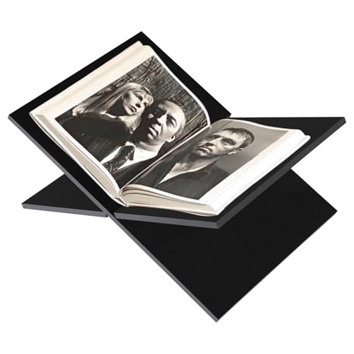 Susoso Schwarz Acryl Buchständer, Buchhalter Leseständer Kochbuchhalter 135° Weitwinkel X-förmig Buchablage Zeitschriftenständer Zum Lesen und Präsentieren Ihres Lieblingsbuchs 32 * 14cm von Susoso