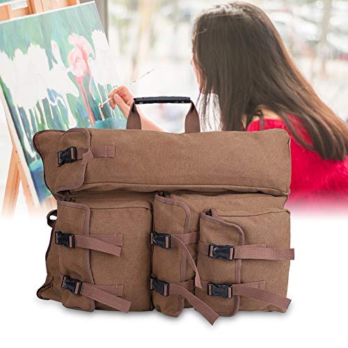 SustVita Canvas Artist Portfolio Case, Multi - functional Sketching Drawing Backpack, Coffee Canvas Art Supply Tote with Handheld Strap, 4K von SustVita