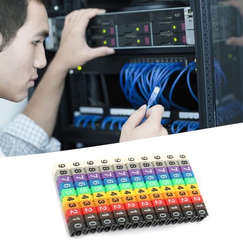 SustVita Kabelmarkierungs-Set, digitales Nummernrohr, Kabelnummer-Etikettenrohr, Bunte Clip-on-codierte Kunststoffbänder, Kabelmarkierungsbox (100 Stück KCM-2,5 mm, 2,5 quadratisch) von SustVita