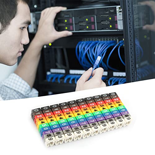 SustVita Kabelmarkierungs-Set, digitales Nummernrohr, Kabelnummer-Etikettenrohr, Bunte Clip-on-codierte Kunststoffbänder, Kabelmarkierungsbox (100 Stück KCM-4 mm, 4 Quadratmeter) von SustVita