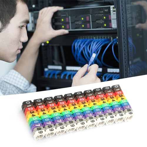 SustVita Kabelmarkierungs-Set, digitales Nummernrohr, Kabelnummer-Etikettenrohr, Bunte Clip-on-codierte Kunststoffbänder, Kabelmarkierungsbox (100 Stück KCM-6 mm, 6 Quadratmeter) von SustVita