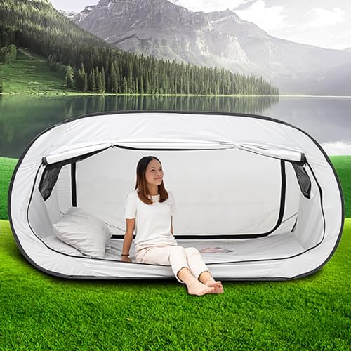 SustVita Outdoor Folding Privacy Zelt, Pop -Up -Bettzelt vollständig zum Camping und Gartengebrauch eingeschlossen (Weiß) von SustVita