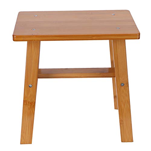 SustVita niedriger hölzerner Stuhl kleine Mehrzweckbank für Badezimmer Wohnzimmer und Garten Kompakte Fuß Ruhe für Erwachsene und Kinder (Mittlerer Quadrat Bambushocker) von SustVita
