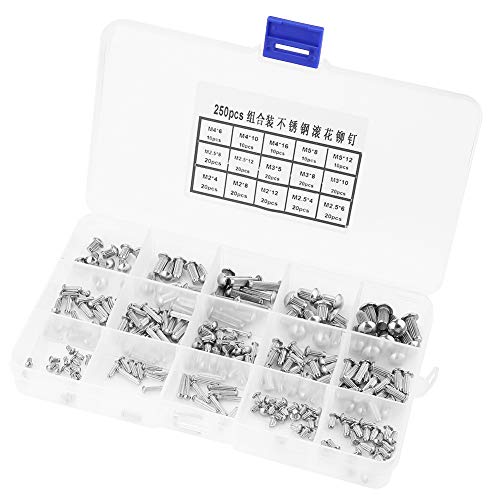 Sustvita Edelstahl Nietset 250pcs Knurled Shank Niets Kit Runde Kopfbefestigungen M2 / M3 / M4 / M5 Nietkit für allgemeine Befestigungsanwendungen Sustvita Edelstahl Nietset 250pcs Knurled Shank Niets Kit Runde Kopfbefestigungen M2 / M3 / M4 / M5 Nietkit für allgemeine Befestigungsanwendungen von SustVita