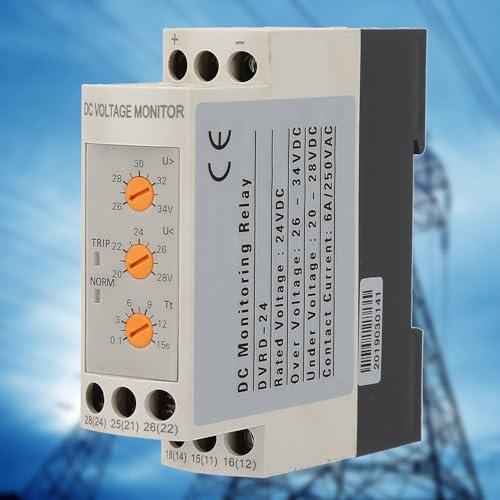 Sustvita -Spannungsüberwachungsrelais -Überspannung Unterspannungsschutz DC 12 V / 24 V / 36 V / 48 V Einstellbare Steuerung für die Elektroniksicherheit (DC24V) von SustVita