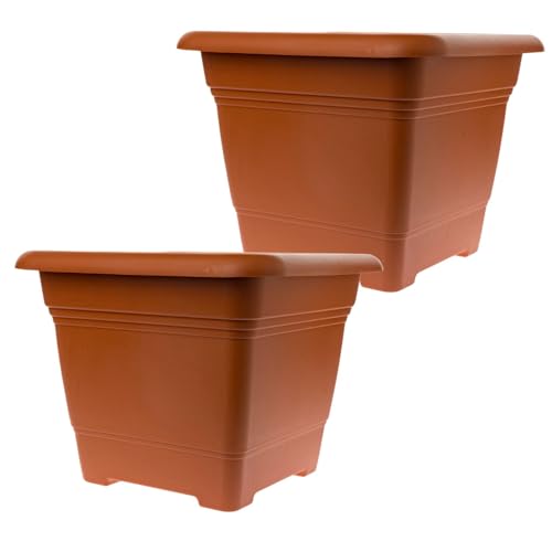 2er Set Pflanzkübel Groß Aussen 28x28cm, Garantiert kippsicher mit Drainagesystem - Extrem belastbare Pflanzkübel - Stabile Blumentopf Terracotta 2er Set Pflanzkübel Groß Aussen 28x28cm, Garantiert kippsicher mit Drainagesystem - Extrem belastbare Pflanzkübel - Stabile Blumentopf Terracotta von Sustania
