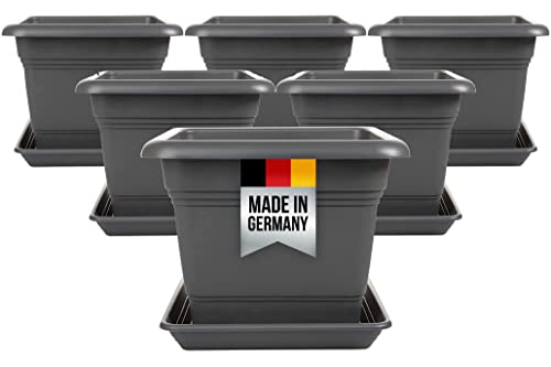 Sustania 6er Set Pflanzenoase: 28×28 cm Blumentopf (16L) mit Untersetzer – Deutscher Premiumpflanztopf in Anthrazit! von Sustania