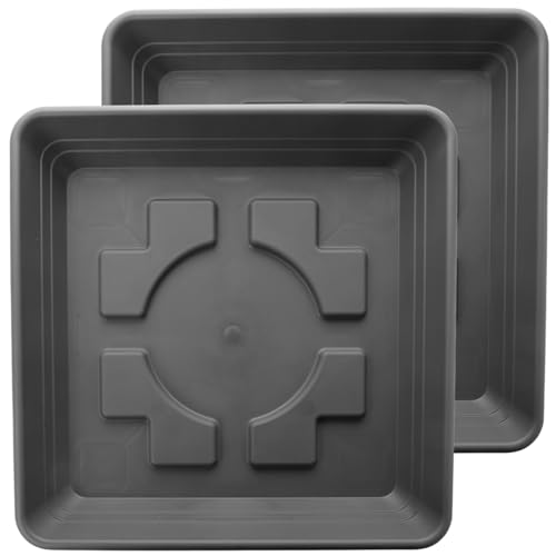 Sustania Untersetzer 40x40 cm für Pflanzkübel groß außen (2er Set)- Extra Robuster Anthrazit Pflanzuntersetzer für Blumentopf 48x48 groß draussen von Sustania
