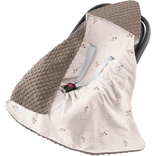 Susurration Einschlagdecke Babyschale Baby Decke 90x90 cm Kinderwagen und Kindersitze universal Baby Babydecke für Neugeborenen und Kleinkinder Einschlagsdecken Punkt Gurt(Orangenblüte) von Susurration