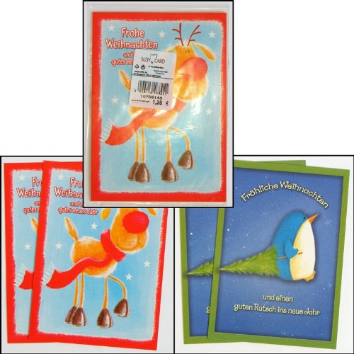 Weihnachts Postkarten 4er Pack, SUSY CARD, 2 Motive, verpackt im Polybeutel von Susy Card