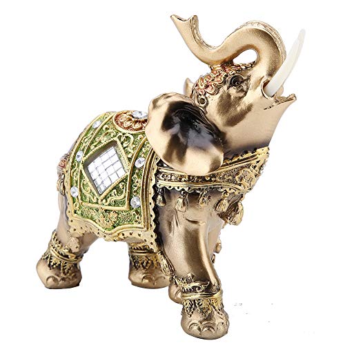 L/M/S Feng Shui Grüner Elefant Stamm Statue Glücklicher Reichtum Figur Dekoration(Green Tuba) von Sutinna