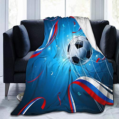 Kuscheldecke Flauschig Blauer FußBall Jugendlich, Warme Flanell Fleecedecke Wohndecke Sofadecke, Weiche Plüsch Decke Blanket Für Kinder Erwachsene, Wendedecke Wolldecke Tagesdecke 220x240 XXL von Sutmorly