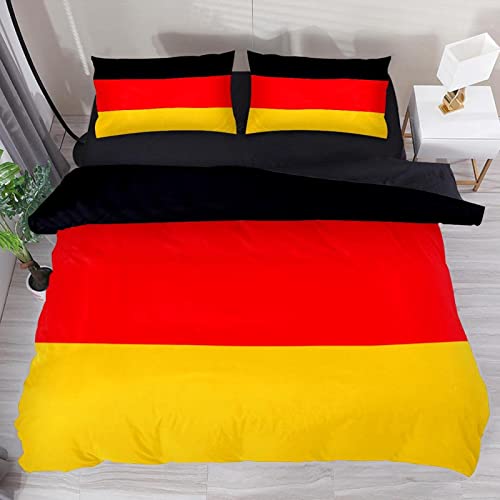 Sutmorly Bettwäsche 155x220 Deutschland-Flagge, 3 Teilig Mikrofaser Bettbezug für Kinder Einzelbett - Wendemotiv Bettbezüge mit Reißverschluss + 2 Kissenbezug 80x80 cm von Sutmorly