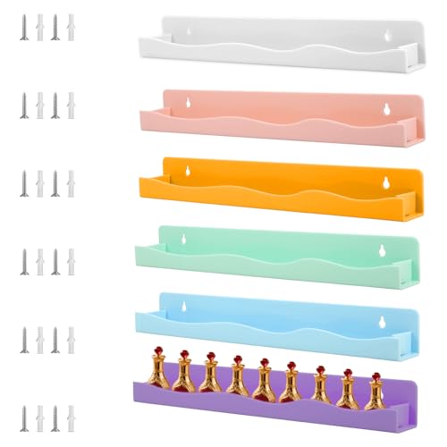 6 Stück Hängeregale für die Wand, 38CM Acryl-Regale für Album Record Storage & Display, Klare Acryl schwimmenden Regale fürs Wand-Foto-Dekor, Bild Leiste, Kinder Bücherregal, Magazin Rack von Sutowe