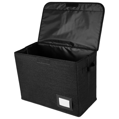 Comic-Buch-Aufbewahrungsbox, faltbar, 40 x 20 x 30 cm, waschbar, Comic-Buch-Organizer mit Griff und geschlossenem Deckel, für Kleiderschrank, Regal, Büro (schwarz) von Sutowe