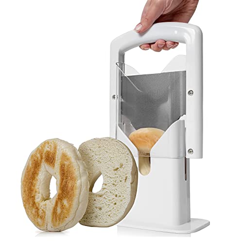 Kitchen Craft Bagelschneider mit Sicherheitsgriff, Edelstahl-Präzisionsschneider, tragbarer Muffinschneider, leicht zu reinigen, für Brot und Muffin, 18 x 22,1 cm von Sutowe