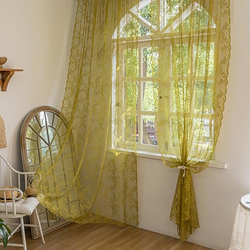 Sutuo Home Salbeigrüne Spitzenvorhänge für Schlafzimmer, Wohnzimmer, 244 cm lang, 2 Paneele, Boho, durchscheinende Rosen-Blumenstickerei, gerüscht, Vintage-Fensterdekoration, Weihnachtsdekoration Sutuo Home Salbeigrüne Spitzenvorhänge für Schlafzimmer, Wohnzimmer, 244 cm lang, 2 Paneele, Boho, durchscheinende Rosen-Blumenstickerei, gerüscht, Vintage-Fensterdekoration, Weihnachtsdekoration von Sutuo Home