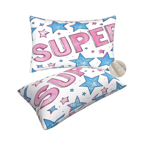 2 Stück Kissenbezug 30x50 cm Dekokissen, Rechteckig Kissen Cartoon Kissenbezüge, Leinen Sofakissen Lendenkissen, Kissenbezug Sterne Pillow Case Zierkissen für Stuhl Couch Wohnzimmer Deko -zt315 von Suuhoonnz