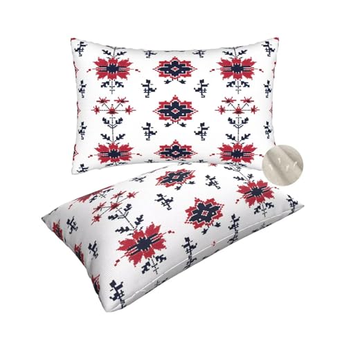 2 Stück Kissenbezug 40x60 cm Dekokissen, Rechteckig Kissen Rot Kissenbezüge, Leinen Sofakissen Lendenkissen, Kissenbezug Blume Pillow Case Zierkissen für Stuhl Couch Wohnzimmer Deko, Geschenke -zt270 von Suuhoonnz