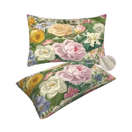 2 Stück Kissenbezug 40x60 cm Dekokissen,Rechteckig Kissen Retro Kissenbezüge, Leinen Sofakissen Lendenkissen, Kissenbezug Floral Pillow Case Zierkissen für Stuhl Couch Wohnzimmer Deko Geschenke-zt297 von Suuhoonnz