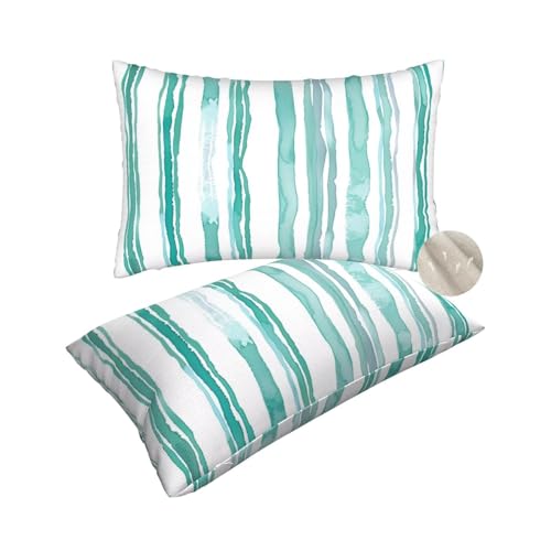 2 Stück Kissenbezug 50x70 cm Dekokissen, Kissen Grün Kissenbezüge, Leinen Sofakissen Lendenkissen, Kissenbezug Zusammenfassung Pillow Case Zierkissen für Stuhl Couch Wohnzimmer Deko, Geschenke -zt313 von Suuhoonnz
