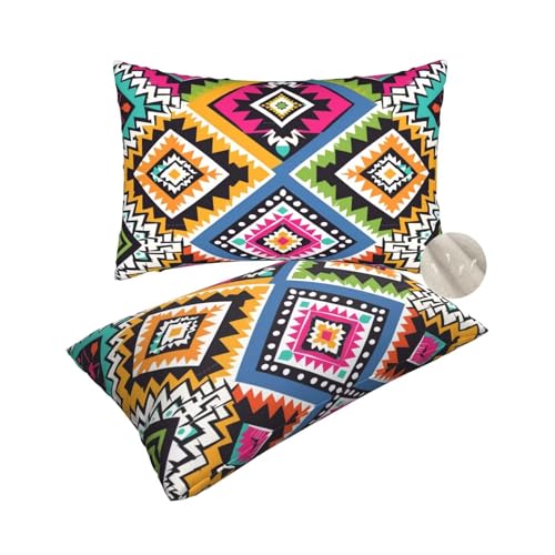 2 Stück Kissenbezug 50x70 cm Dekokissen, Kissen indische Kissenbezüge, Leinen Sofakissen Lendenkissen, Kissenbezug Ethnische Pillow Case Zierkissen für Stuhl Couch Wohnzimmer Deko, Geschenke -zt292 von Suuhoonnz