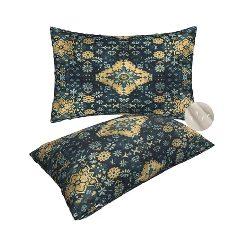 2 Stück Kissenbezug 50x70 cm Dekokissen, Rechteckig Kissen Ethnische Kissenbezüge, Leinen Sofakissen Lendenkissen, Kissenbezug Indien Pillow Case Zierkissen für Stuhl Couch Wohnzimmer Deko -zt248 von Suuhoonnz