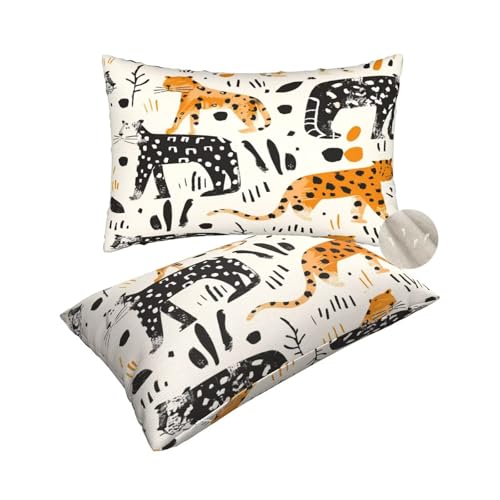2 Stück Kissenbezug 50x80 cm Dekokissen, Rechteckig Kissen Beige Kissenbezüge, Leinen Sofakissen Lendenkissen, Kissenbezug Leopard Pillow Case Zierkissen für Stuhl Couch Wohnzimmer Deko -zt264 von Suuhoonnz