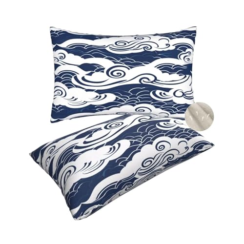 2 Stück Kissenbezug 50x80 cm Dekokissen, Rechteckig Kissen Marineblau Kissenbezüge, Leinen Sofakissen Lendenkissen, Kissenbezug China Pillow Case Zierkissen für Stuhl Couch Wohnzimmer Deko -zt312 von Suuhoonnz