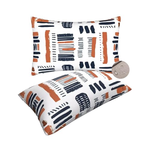 Outdoor Kissen Wetterfest 2er Set Gartenkissen, Outdoor Kissenbezug 30x50 cm Kopfkissenbezug mit Verstecktem Reißverschluss, Outdoorkissen Dekokissen für Balkon Patio (Zusammenfassung/Kunst) -zt290 von Suuhoonnz