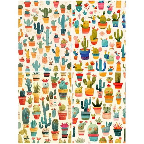 4er Diamond Painting Kinder Niedlich 20x30 cm 5D Diamond Painting Set für Mädchen 10 DIY Mosaikherstellung Basteln Erwachsene Frauen, Kaktus Diamonds für Wohnzimmer, Schlafzimmer, Dekoration S169-Y von Suuiizaa