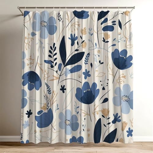 Duschvorhang Blau, Duschvorhang Blume 180 x 180 cm, Duschvorhänge Badewannenvorhang Shower Curtain mit 12 Duschvorhangringen, Wasserdicht Duschvorhänge Textil, Bad Vorhang für Polyester Stoff Wy-684 Duschvorhang Blau, Duschvorhang Blume 180 x 180 cm, Duschvorhänge Badewannenvorhang Shower Curtain mit 12 Duschvorhangringen, Wasserdicht Duschvorhänge Textil, Bad Vorhang für Polyester Stoff Wy-684 von Suuiizaa