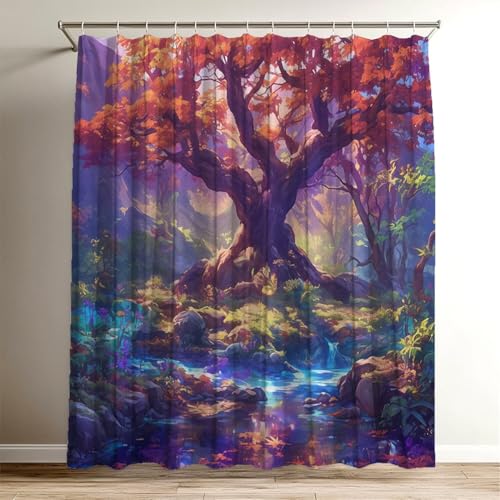 Duschvorhang Farbig Duschvorhang 120x150 cm, Waschbar Polyester Stoff für Shower Curtains, Wasserdicht Badewannenvorhang Landschaft mit 12 Duschvorhangringe, Duschvorhänge Badewanne Badezimmer Wy-631 Duschvorhang Farbig Duschvorhang 120x150 cm, Waschbar Polyester Stoff für Shower Curtains, Wasserdicht Badewannenvorhang Landschaft mit 12 Duschvorhangringe, Duschvorhänge Badewanne Badezimmer Wy-631 von Suuiizaa