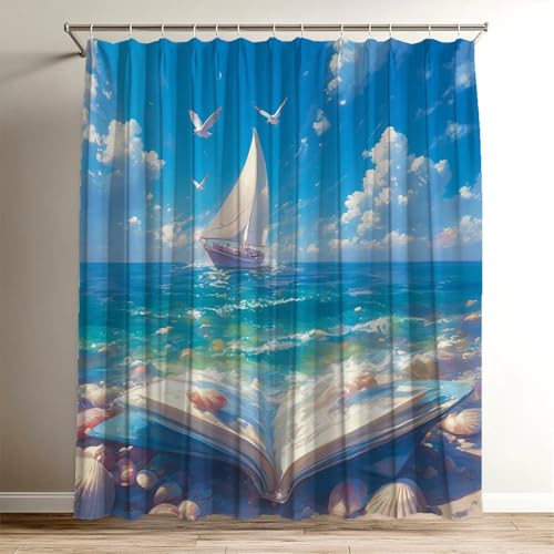 Duschvorhang Landschaft Duschvorhang 180x200 cm, Waschbar Polyester Stoff für Shower Curtains, Wasserdicht Badewannenvorhang Strand mit 12 Duschvorhangringe, Duschvorhänge Badewanne Badezimmer Wy-637 Duschvorhang Landschaft Duschvorhang 180x200 cm, Waschbar Polyester Stoff für Shower Curtains, Wasserdicht Badewannenvorhang Strand mit 12 Duschvorhangringe, Duschvorhänge Badewanne Badezimmer Wy-637 von Suuiizaa