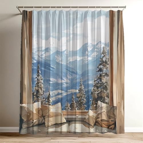 Duschvorhang Landschaft Duschvorhang 200x200 cm, Waschbar Polyester Stoff für Shower Curtains, Wasserdicht Badewannenvorhang Winter mit 12 Duschvorhangringe, Duschvorhänge Badewanne Badezimmer Wy-673 Duschvorhang Landschaft Duschvorhang 200x200 cm, Waschbar Polyester Stoff für Shower Curtains, Wasserdicht Badewannenvorhang Winter mit 12 Duschvorhangringe, Duschvorhänge Badewanne Badezimmer Wy-673 von Suuiizaa