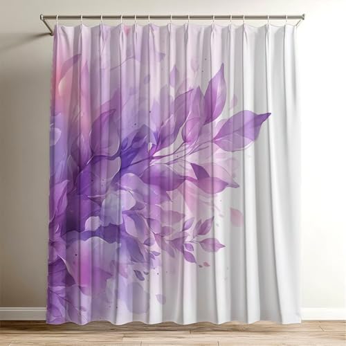 Duschvorhang Lila, Duschvorhang Leaf 120 x 150 cm, Duschvorhänge Badewannenvorhang Shower Curtain mit 12 Duschvorhangringen, Wasserdicht Duschvorhänge Textil, Bad Vorhang für Waschbar Polyester Wy-666 Duschvorhang Lila, Duschvorhang Leaf 120 x 150 cm, Duschvorhänge Badewannenvorhang Shower Curtain mit 12 Duschvorhangringen, Wasserdicht Duschvorhänge Textil, Bad Vorhang für Waschbar Polyester Wy-666 von Suuiizaa