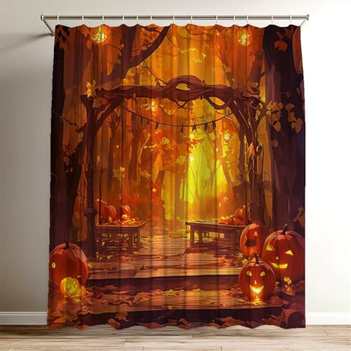 Duschvorhang Orange Duschvorhang 150x180 cm, Waschbar Polyester Stoff für Shower Curtains, Wasserdicht Badewannenvorhang Kürbis mit 12 Duschvorhangringe, Duschvorhänge für Badewanne Badezimmer Wy-633 Duschvorhang Orange Duschvorhang 150x180 cm, Waschbar Polyester Stoff für Shower Curtains, Wasserdicht Badewannenvorhang Kürbis mit 12 Duschvorhangringe, Duschvorhänge für Badewanne Badezimmer Wy-633 von Suuiizaa
