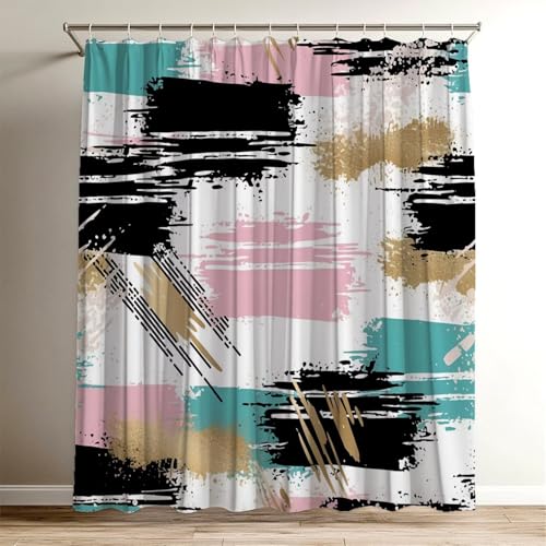 Duschvorhang Schwarz Duschvorhang 180x220 cm, Waschbar Polyester Stoff für Shower Curtains, Wasserdicht Badewannenvorhang Farbig mit 12 Duschvorhangringe, Duschvorhänge für Badewanne Badezimmer Wy-641 Duschvorhang Schwarz Duschvorhang 180x220 cm, Waschbar Polyester Stoff für Shower Curtains, Wasserdicht Badewannenvorhang Farbig mit 12 Duschvorhangringe, Duschvorhänge für Badewanne Badezimmer Wy-641 von Suuiizaa