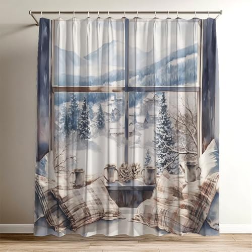Duschvorhang Winter Duschvorhang 150x180 cm, Waschbar Polyester Stoff für Shower Curtains, Wasserdicht Badewannenvorhang Landschaft mit 12 Duschvorhangringe, Duschvorhänge Badewanne Badezimmer Wy-671 Duschvorhang Winter Duschvorhang 150x180 cm, Waschbar Polyester Stoff für Shower Curtains, Wasserdicht Badewannenvorhang Landschaft mit 12 Duschvorhangringe, Duschvorhänge Badewanne Badezimmer Wy-671 von Suuiizaa